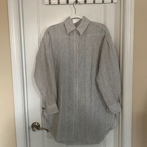 Black Borders Linen Buttondown, handmade